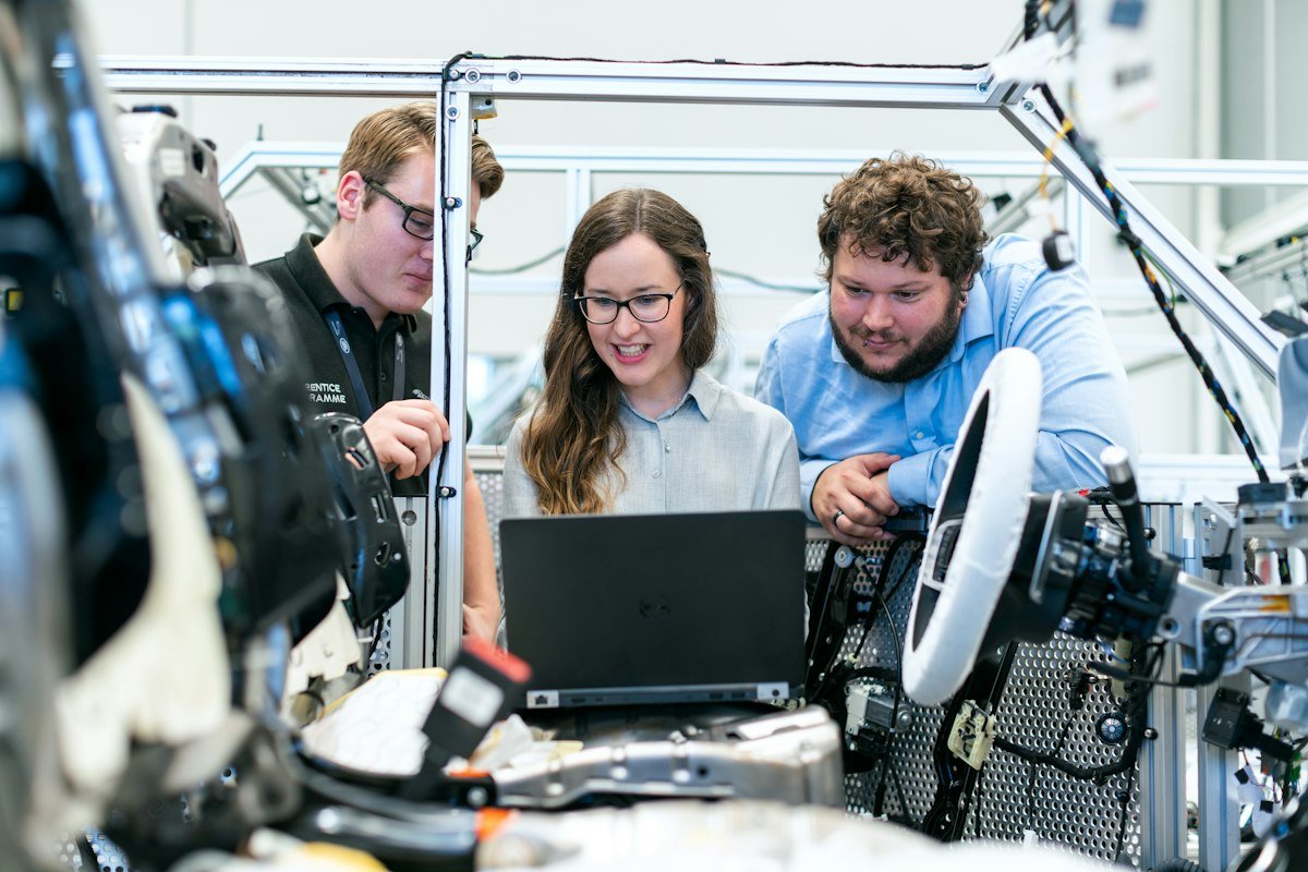 Engineering team using software