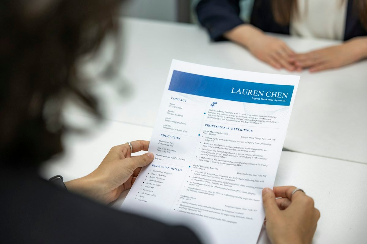 Recruiter reviewing a resume